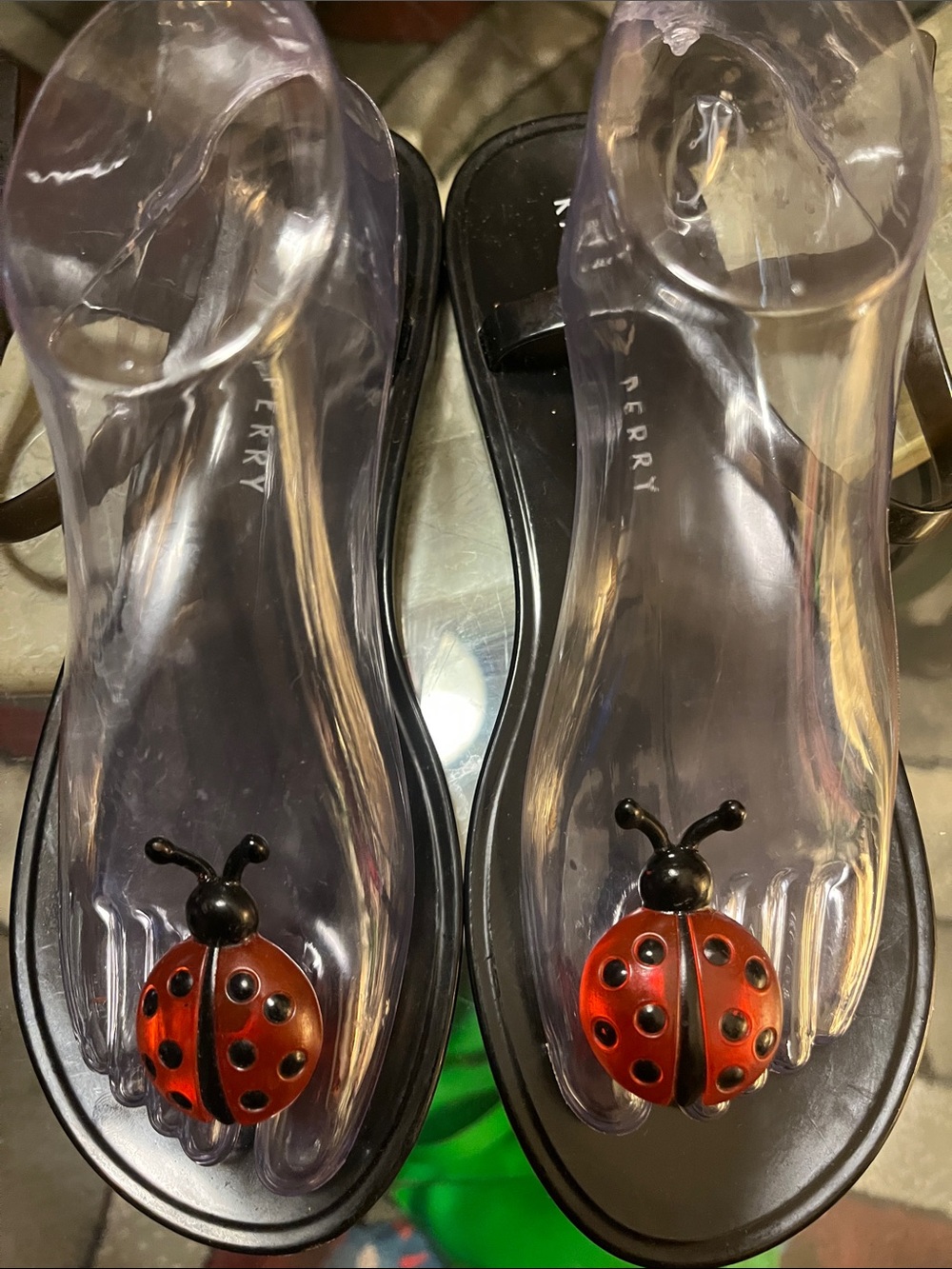 🐞Katy Perry Collections Clear Jelly Sandals with Red Ladybug Accent🐞 - Picture 6 of 6